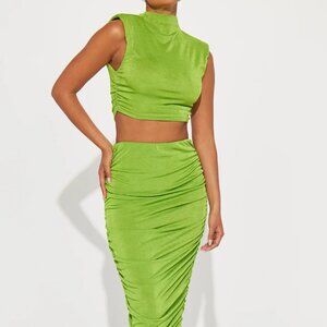 Green Slinky Skirt Set